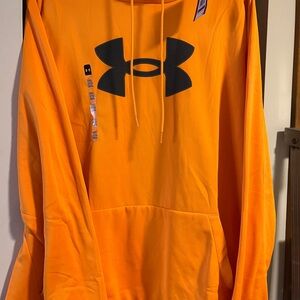 Under Armour Men’s Orange Zip-Up Hoodie with Black Logo